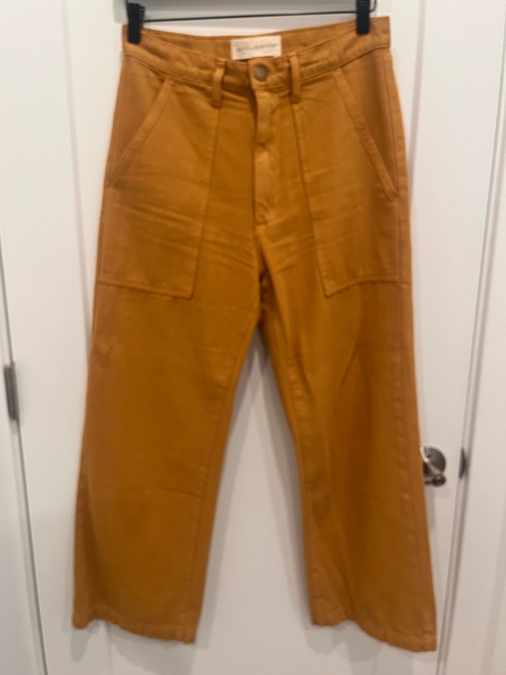 Road to Nowhere Golden Yellow Cotton Utility Pants (Size 6)
